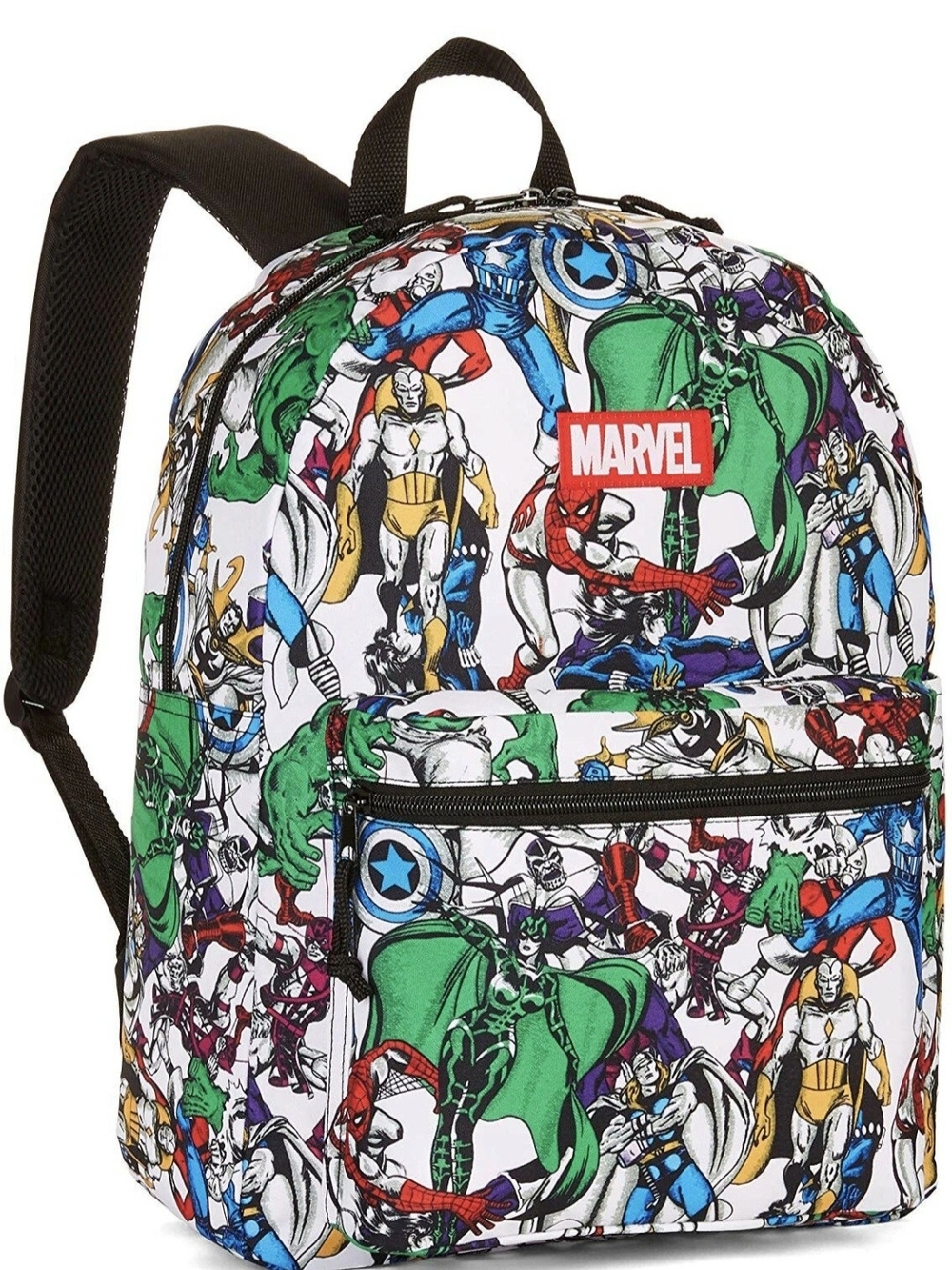 Marvel Avengers Multicolor Comic Character Backpack - White Base